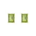 thumbnail image 3 of 14K Solid Gold Screw Back Stud Earrings for Women | 1 cttw Emerald Cut Natural Peridot | Yellow Gold, 3 of 5