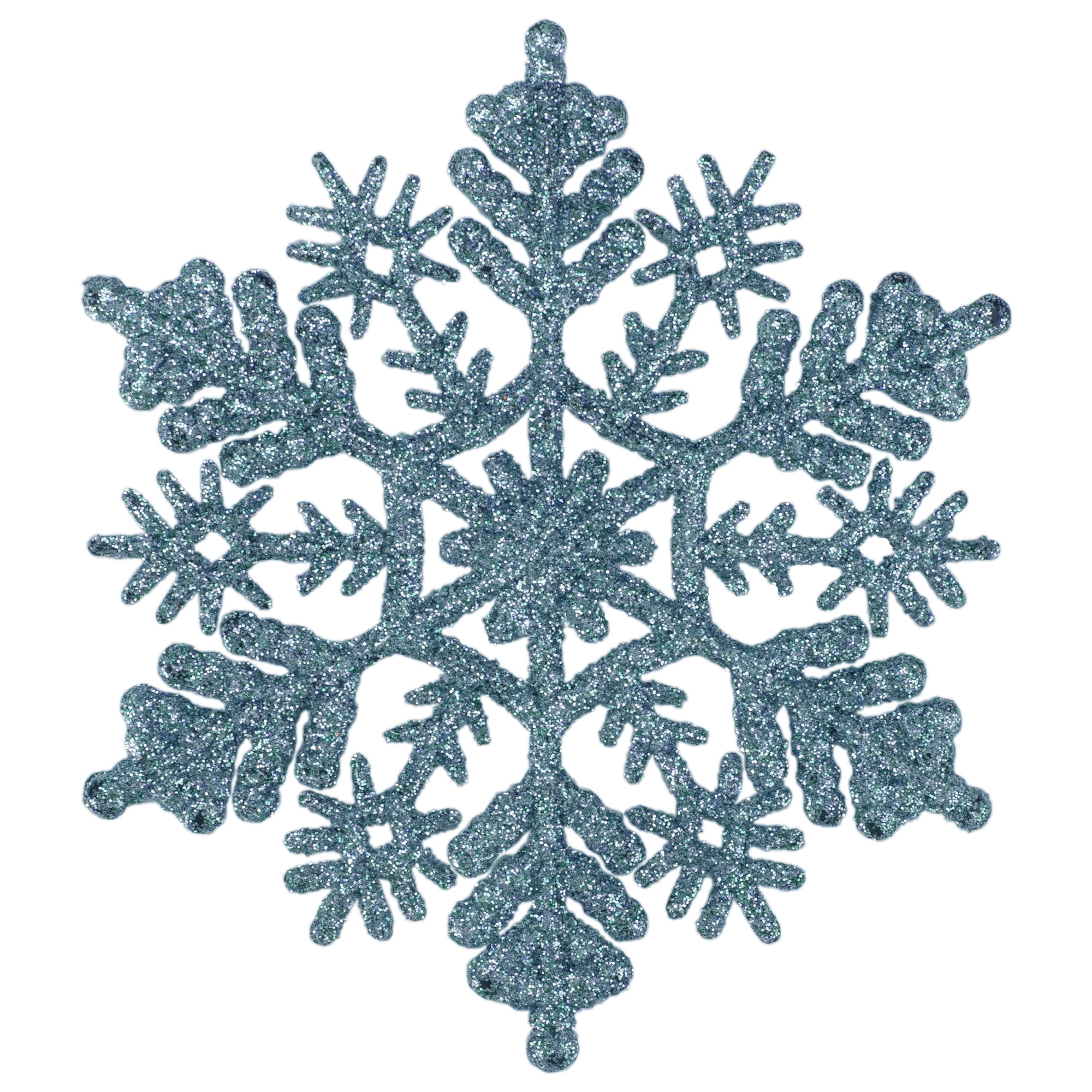 Northlight 24ct Glitter Snowflake Christmas Ornament Set 4 quot Turquoise 