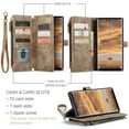 thumbnail image 5 of Ancove for iPhone 15 Plus Wallet Case with Credit Card Holder & Wrist Strap,PU Leather Kickstand Magnetic Closure Zipper Pocket Flip Folio Case Cover for iPhone 15 Plus,Brown, 5 of 7