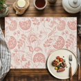 thumbnail image 2 of Placemats Set of 4, Coral Pink Pastoral Flowers Place Mats Farmhouse Floral Tablemats Washable Placemat Table Decoration for Kitchen Table Dinner Party Home Decor Indoor Outdoor 13x19 Inch, 2 of 9