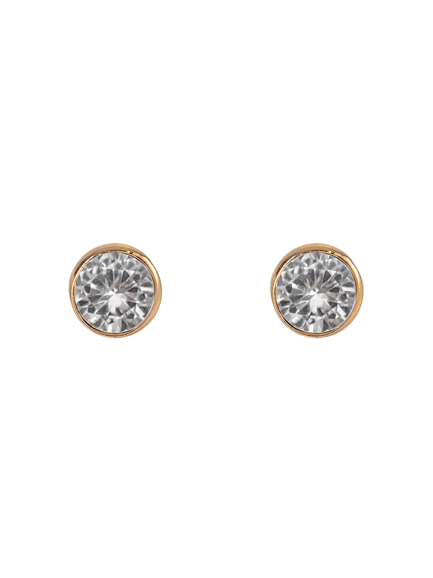 Time and Tru Goldtone 3-On Crystal Stud, Hoop, Initial "V" Earring Set
