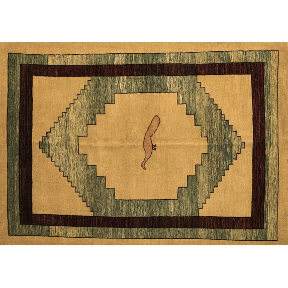 Ahgly Company Indoor Rectangle Abstract Brown Modern Area Rugs, 8' x 10'