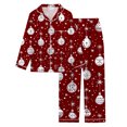 thumbnail image 4 of Sexy Satin Pajamas – Short Set Loungewear for Women Summer Women's Christmas Christmas Printed Button Pocket Long Sleeve Trousers Home Pajama Set, 4 of 5