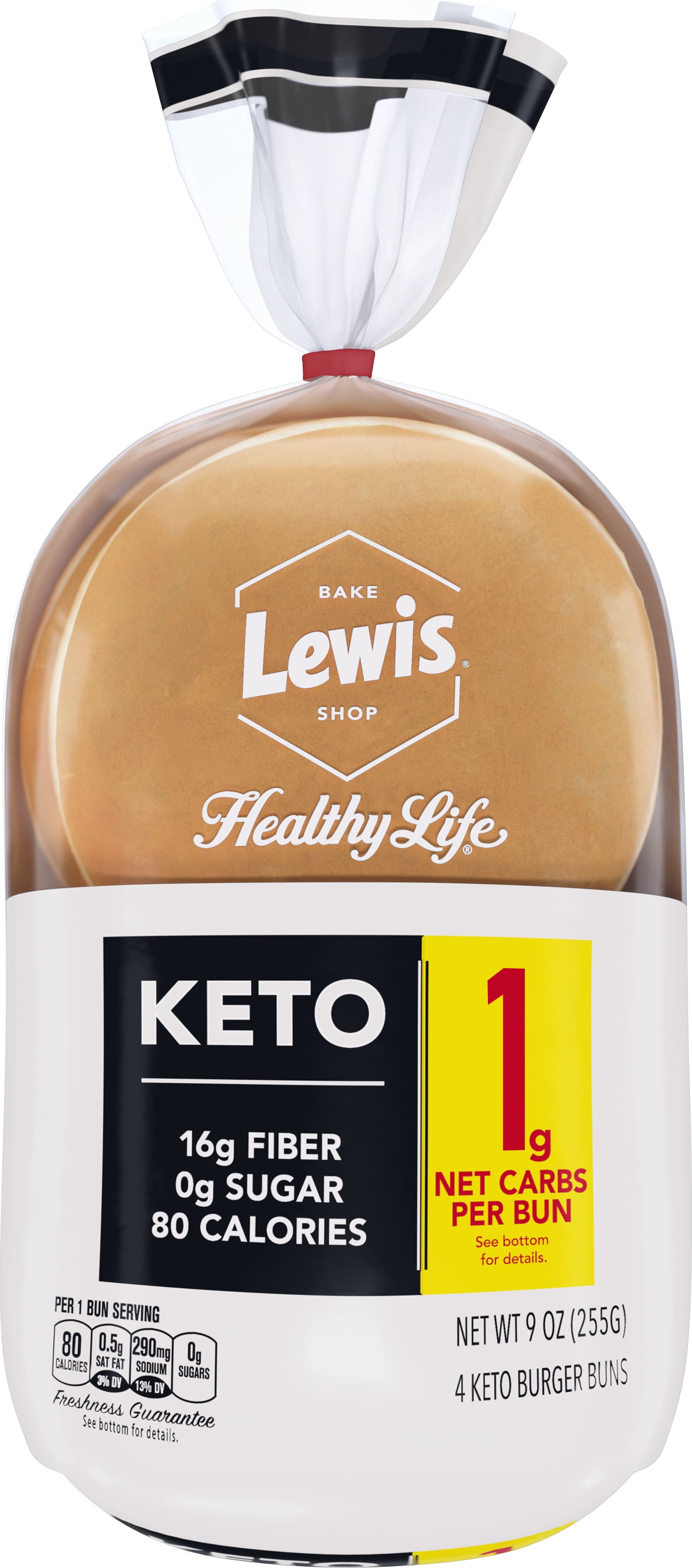 Lewis Bake Shop Healthy Life White Keto Burger Buns, 9 oz, 4 Count