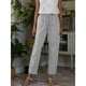 thumbnail image 1 of Pantalones casuales sueltos de lino y algodón con bolsillos grandes de color sólido para mujer de estación independiente de primavera y otoño, 1 of 6