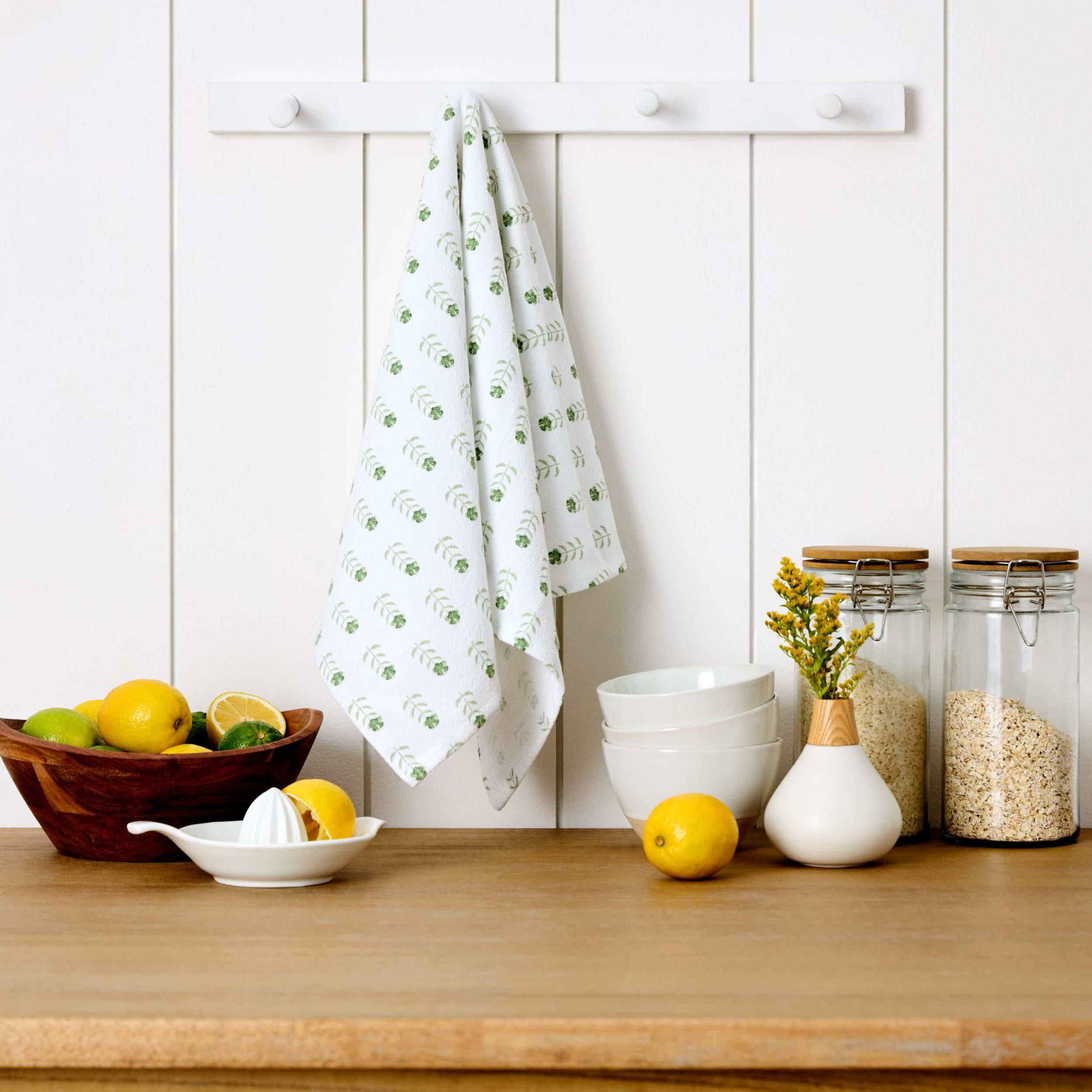 Beautiful Home by Drew Barrymore 1-Piece Printed Floursac Cloth, Sage Green 30"W x 30"L