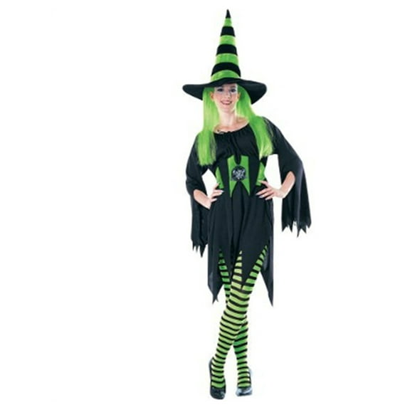 Womens Sexy Black and Green Striped Wicked Witch Costume Tights