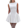 thumbnail image 1 of Robe d'Été Sans Manches Col Rond Dos Nu Ligne A Mini Fête Bal Blanc P, 1 of 10