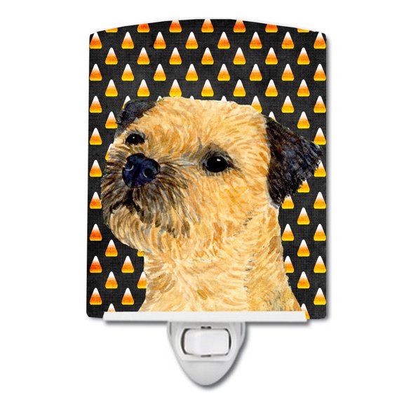 Caroline's Treasures LH9064CNL Border Terrier Candy Corn Halloween Portrait Ceramic Night Light, 6x4x3", multicolor