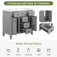 thumbnail image 2 of Grey Bathroom Vanity Base. Solid Wood Structure & Parts. 2 Cabinets, 5 Drawers. Modern Gear. Freestanding. Assembly Required Without Sink. Frame Boards. Color. Ornament., 2 of 7