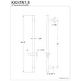 thumbnail image 2 of Kingston Brass K8241M8 Standard Mount Shower Scape 22" Brass Shower Slide Bar, Brushed Nickel, 2 of 2
