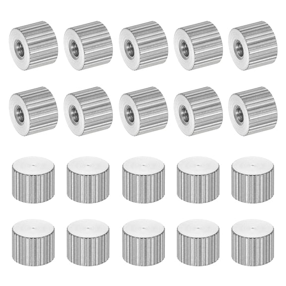 M3 Knurled Thumb Nuts, 20pcs 304 Stainless Steel Flat Head Blind Hole Round Knob Fasteners Screw Cap for 3D Printer Parts, D8mm x H6mm