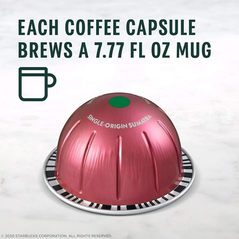 Starbucks Coffee Nespresso Vertuo Capsules, Sumatra Flavor, Dark Roast &  Single-Origin Coffee - 8 Capsules 