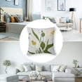 thumbnail image 5 of BANET Throw Pillow Covers Pack of 2 Beige and White Flower Pillowcases pillow covers for Couch Canvas Cushion Cover Square Farmhouse Decor Pillow Case 22x22in, 5 of 7