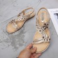 thumbnail image 5 of asdoklhq Wedge Sandals for Women,Summer New Style Flat Sandals Flower Rhinestone Sandals Open Toe Beach Sandals, 5 of 9