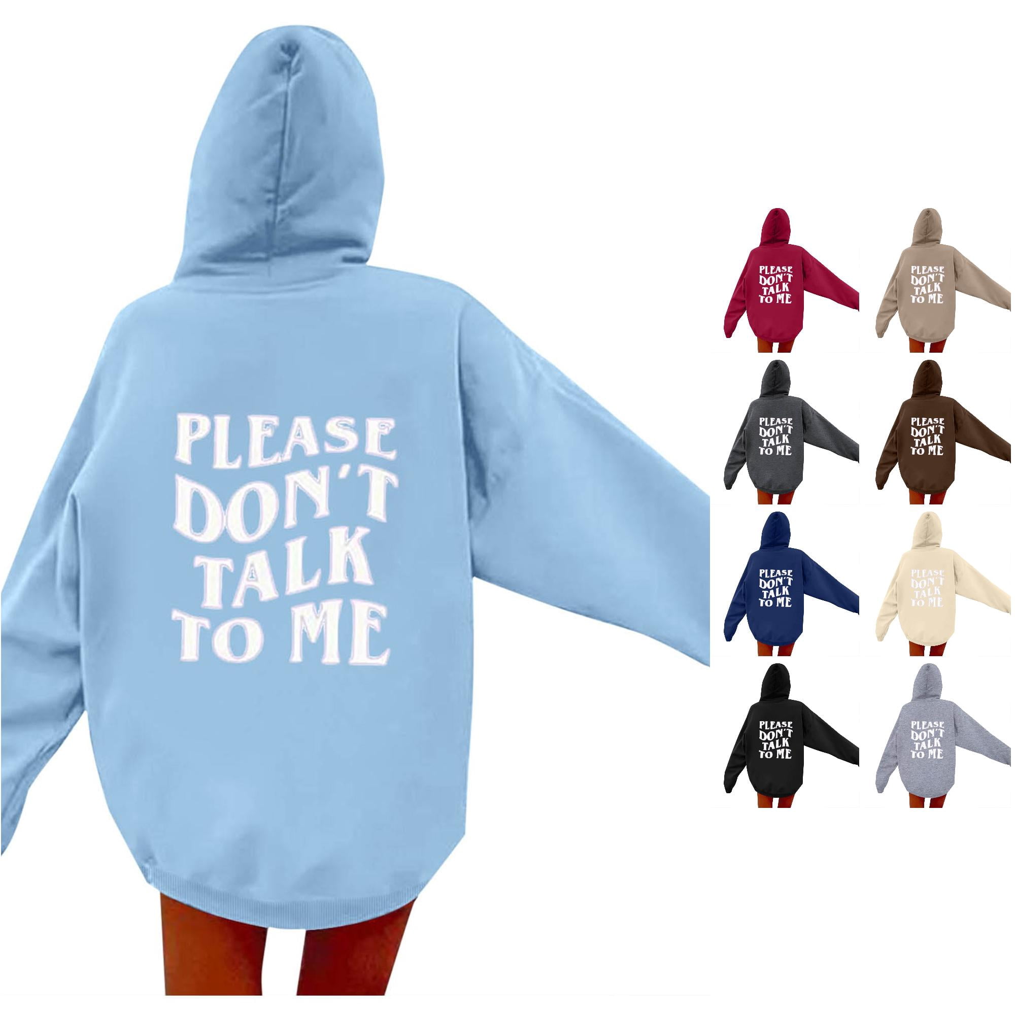 NinXxx Women's Word Graphic Vintage Hoodie Kawaii Preppy Sweatshirt Sky Blue S