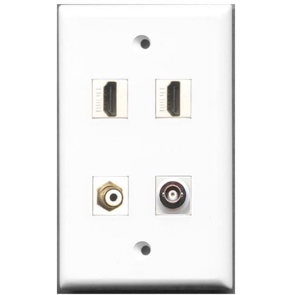 RiteAV - 2 Port HDMI 1 Port RCA White 1 Port BNC Wall Plate