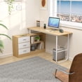thumbnail image 2 of Dbuoem 55.12" Computer Desk,Large L-Shaped Office Desk,Corner Computer Desk with 3 Drawers and 2 Shelves,Workstation Executive Desk with Storage Shelf for Home Office, 2 of 13
