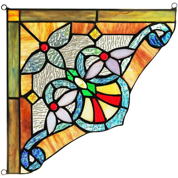 RADIANCE Goods Victorian Tiffany-Glass Window Panel 10" Wide
