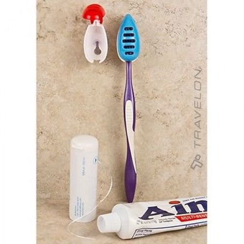 Travelon AntiBacterial Toothbrush Cover with Suction Cup Set of 2