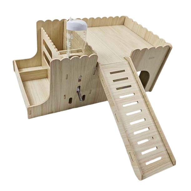Casa de madera para cobayas, casa de conejos, cueva, casa para animales pequeños, cama, cabaña, escondite para No incluye alfombrilla para el hervidor.