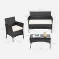 thumbnail image 4 of SHOUFTW 4-Piece Outdoor Wicker Patio Set with Cushions and Glass Table – Perfect for Garden, Terrace, or Porch in Black, 4 of 7