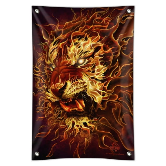 Flaming Fire Tiger Home Business Office Sign