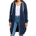 thumbnail image 2 of Women Plus Size Zip Up Hoodies Long Sleeve Tunic Sweatshirt Long Fleece Hoodie Jacket with Pockets Navy 5XL, 2 of 4