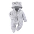 thumbnail image 2 of Newborn Baby Bear Ears Romper Soft Flannel Floral Hooded Onesie Zipper Winter Warm Infant Jumpsuit Newborn Footie Bodysuit 3-12 Months, 2 of 4