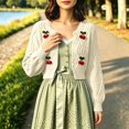 thumbnail image 2 of Arlun 3D Cherry Cropped Cardigan Sweater for Women Classic Crew Neck Open Front Long Sleeve Chunky Cardigans Cute Trendy Fall Winter Button down Short Outerwear, 2 of 6