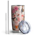 thumbnail image 2 of 20 Oz Pink Beagle and Flower Coffee Tumbler Double Wall Insulated Stainless Steel Water Bottle | Metal Reusable Thermoses Flask with Cup Cap | Leak & Sweat Proof with Anti-Dust Lid, 2 of 7