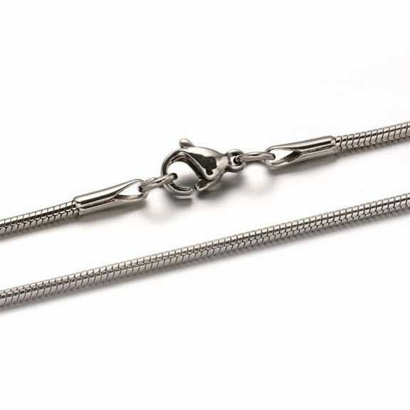 304 Stainless Steel Snake Chain Necklaces with Lobster Claw Clasps Stainless Steel color 24 inch(60.9cm) 1.5mm