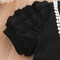 thumbnail image 6 of Odeerbi Toddler Girls Puff Sleeve Bodycorn Dress with Cute Bag Party Mini Knit Dress Lightweight Short Sleeve Round Neck Solid Color Dress Set Toddler Clothes Black, 6 of 7