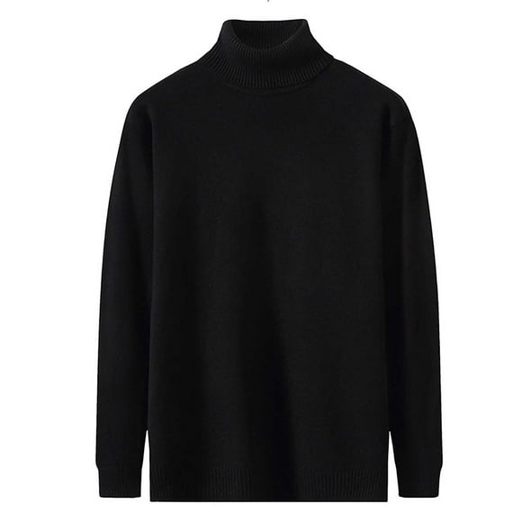 jsaierl Sweaters for Men Knit Turtle Neck Solid Loose Top Long Sleeve Classic Fall and Winter Pullover Sweater
