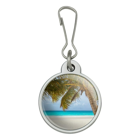 Tropical Palm Tree Ocean Beach Jacket Handbag Purse Luggage Backpack Zipper Pull Charm