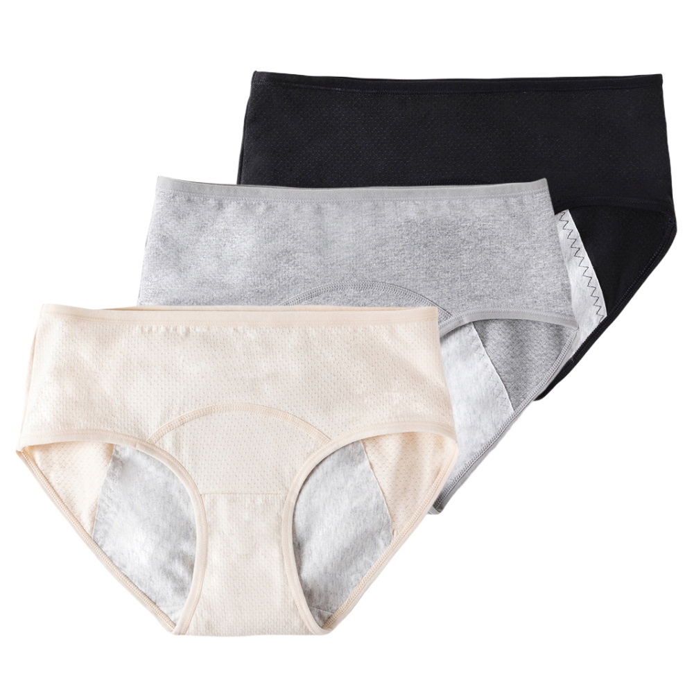 3 Pack Menstrual Period Panties Women Leak-Proof Organic Cotton ...