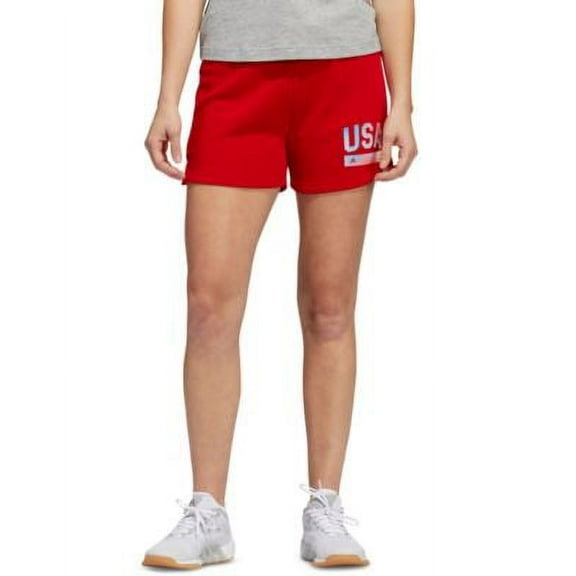 MSRP $25 Adidas Womens Americana Drawstring Shorts Red Size Small