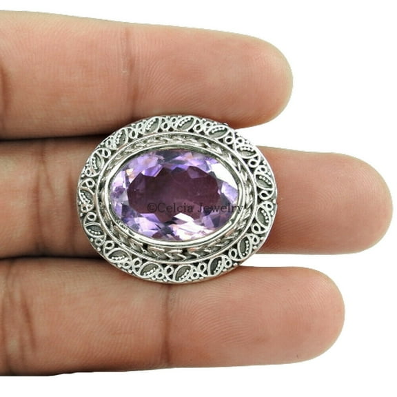 Amethyst Natural Gemstone Ring, Genuine 925 Sterling Silver, Promise Ring, Statement Ring, Engagement Gifts For Women, Friendship Gifts, Mothers Day Gifts, February Birthstone (amethyst, 7)