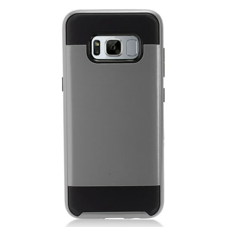 Samsung Galaxy S8+ Case, Samsung Galaxy S8 Plus Case, by Insten Brushed Metal Hybrid Hard Chrome Dual Layer Cover Phone Case For Samsung Galaxy S8+ S8