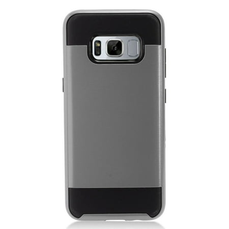 Samsung Galaxy S8+ Case, Samsung Galaxy S8 Plus Case, by Insten Brushed Metal Hybrid Hard Chrome Dual Layer Cover Phone Case For Samsung Galaxy S8+ S8 (Best Deal For S8)