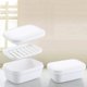 thumbnail image 2 of Jabonera portátil impermeable con tapa y escurridor ranurado, ligera, con tapa, ideal para baño, ducha, hogar, exteriores y viajes (blanco), 2 of 6