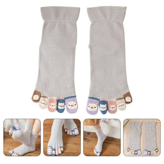 BESTYASH Women's Cute Cotton Toe Socks with Separated Toes, Moisture Wicking, Breathable, Multi-Color, Comfortable for Home Use
