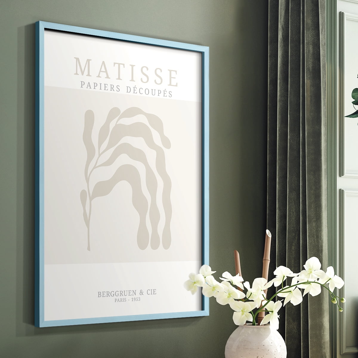Matisse CDXIX in Blue Solid Wood Framed Print No Nail Hanging