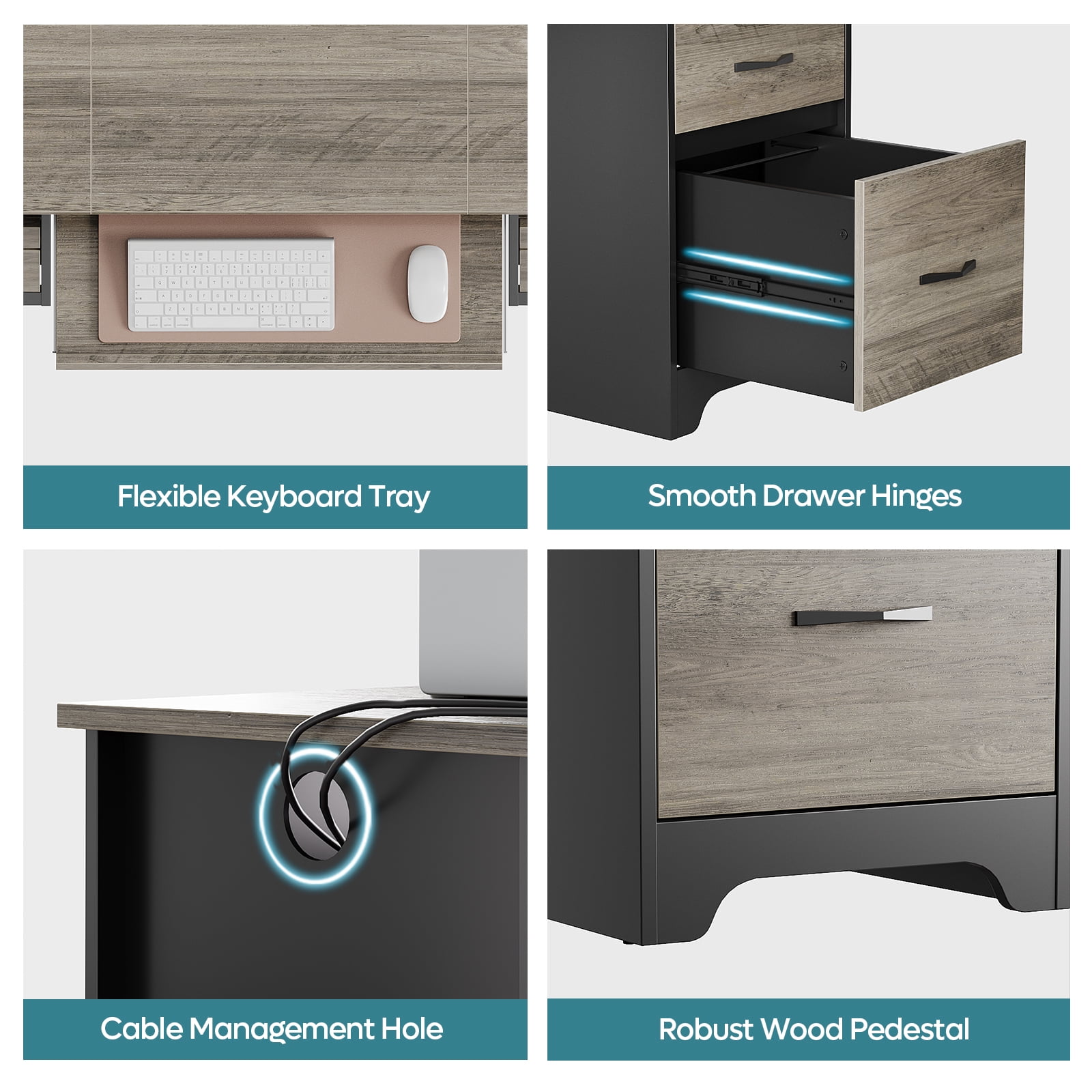 Bestier 59'' Wood Storage Furniture, Office Executive