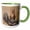 Green/White, variant on 3drose, Eastern Screech Owl, Otus Asio, Roosting in Tree, 11oz Two-tone Black Mug