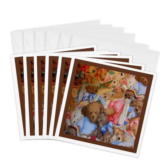 3drose, Plenty of Teddies, 6 Greeting Cards with Envelopes