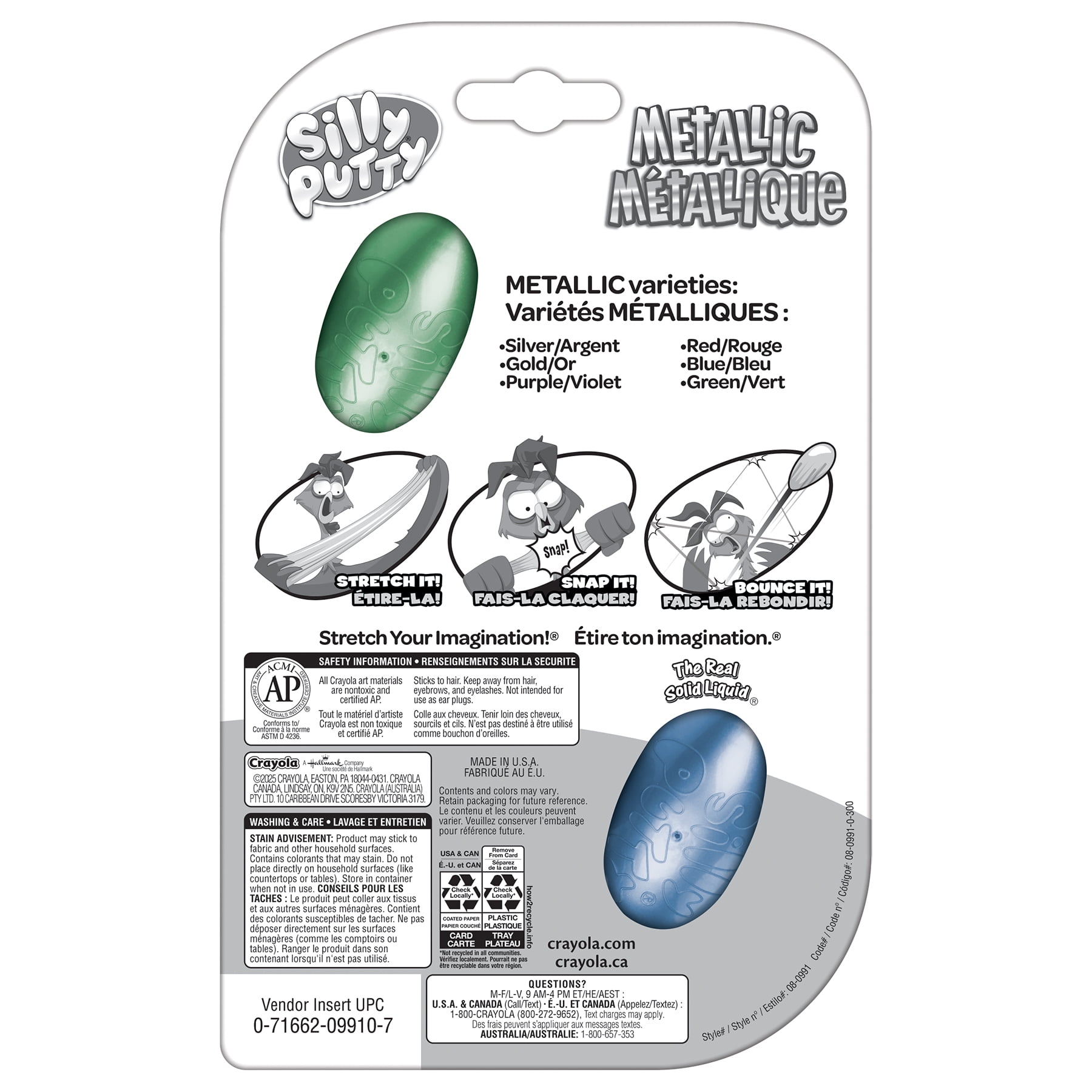 Crayola Silly Putty Metallic Eggs, Assorted, 2 Per Pack, 4 Packs