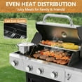 thumbnail image 3 of 3+1 Burner Propane Grill with Side Burner & Cover, 40,500 BTU Electronic Ignition BBQ Gas Grill, Stainless Steel Barbecue Propane Grills with Cast Iron Grates & Swivel Wheels for Outdoor and Patio, 3 of 9