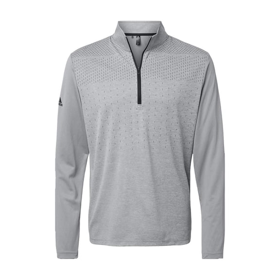 Adidas Mens Heather Block Print Quarter-Zip Pullover