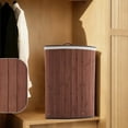 thumbnail image 4 of Corner Bamboo Laundry Hamper with Lid and Removable Liner Corner Bamboo Laundry Basket with Handle Washing Clothes Basket Storage Bin for Bedroom Bathroom, 4 of 8